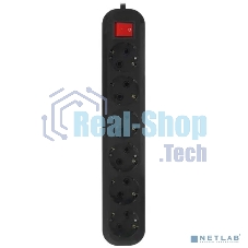 Сетевой фильтр 5bites SP6B-318 6S, 3*1.5 мм2, 16A, ABS, 1.8M, черный