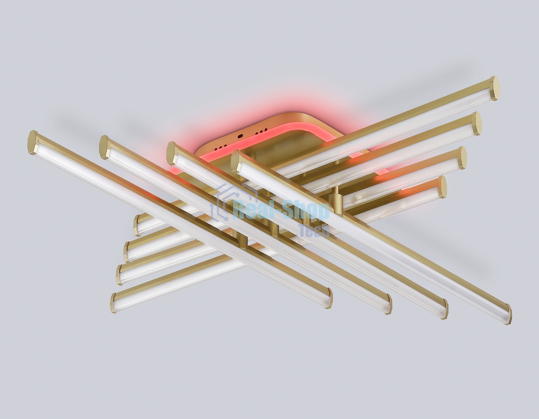 Потолочный светодиодный светильник Ambrella light FL6263 GD золото 115W 3000K-6400K+RGB 810*810*130 (ПДУ ИК)