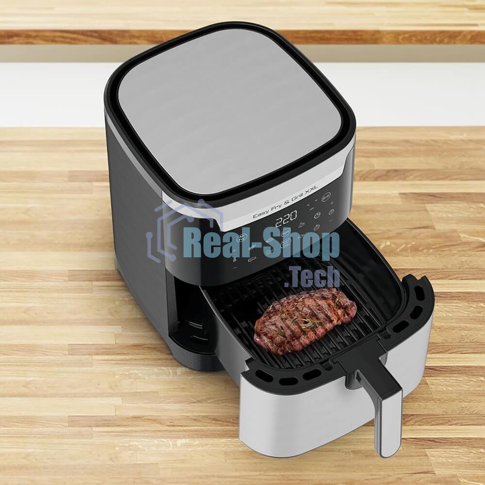Аэрогриль Tefal Easy Fry & Grill XXL Inox EY801D15 черный, 1830 Вт, 6.5 л, сенсор, 9 программ