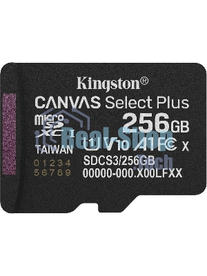 Флеш карта microSDXC 256Gb Kingston SDCS3/256Gb Canvas Select Plus + adapter