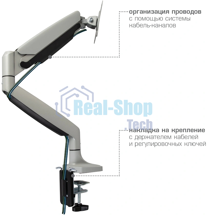 Кронштейн Kromax OFFICE-21 серебристый, 6 шт/уп. Кр. алюм. настол. для мон. 17