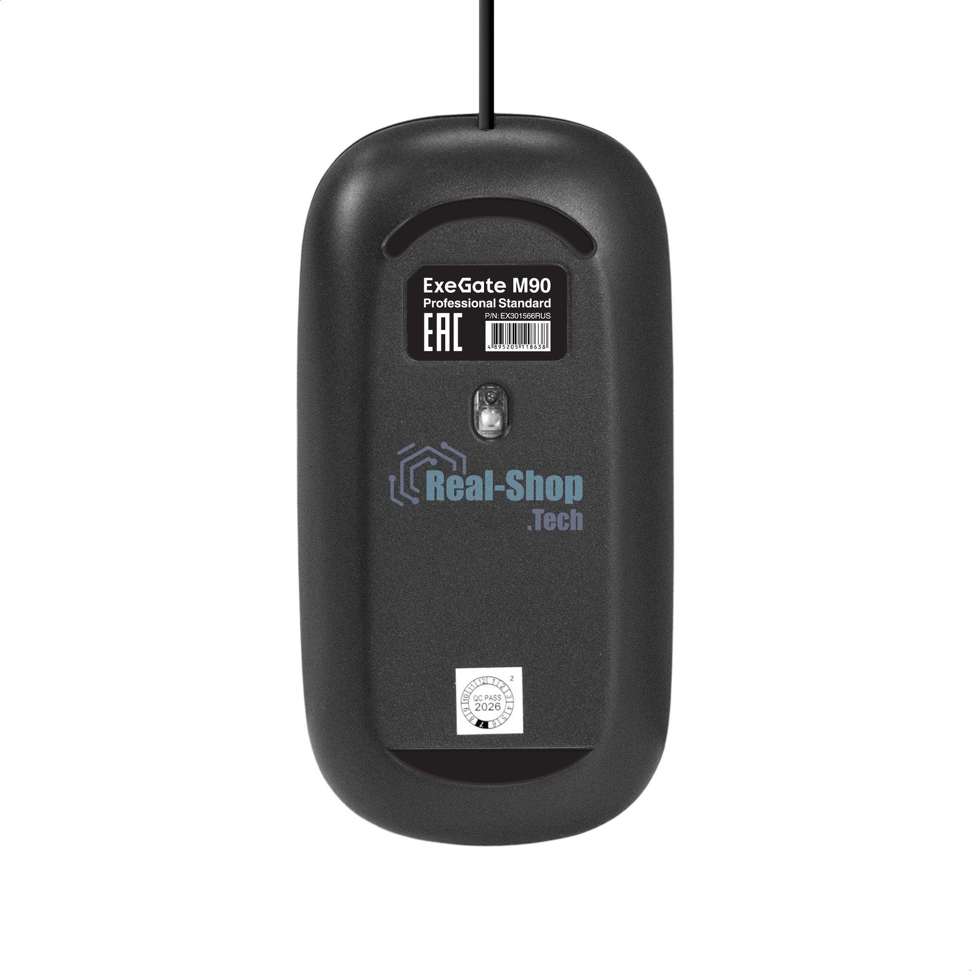 Мышь ExeGate Professional Standard M90 (USB, оптическая, 1200dpi, 4D, 4 кнопки (включая колесо прокрутки), длина кабеля 1,8м, черная, подсветка, RTL)