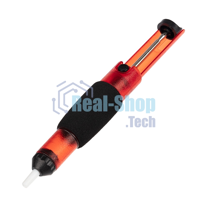 Вакуумный экстрактор припоя Rexant (оловоотсос), пластик, прозрачно-красный