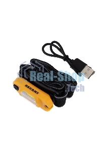 Налобный фонарь Rexant поворотный на шарнире 100%, 50%, красный свет, пульсирующий красный; встроенный аккумулятор, (USB кабель в комплекте)