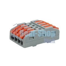 Клемма Rexant СМК 222-424 проходная 4 полюса (0,08-4мм²), серая (25 шт/уп)