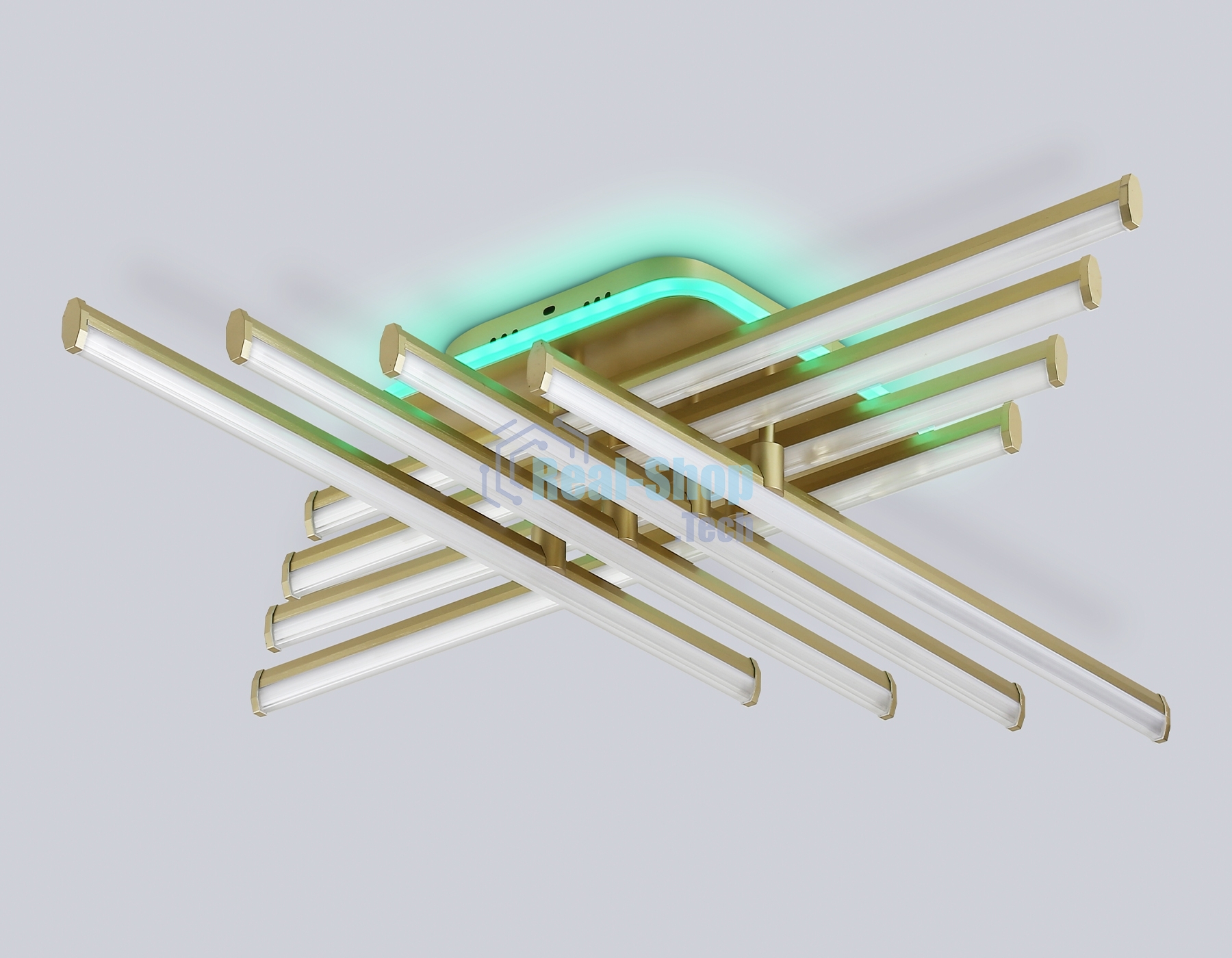 Потолочный светодиодный светильник Ambrella light FL6263 GD золото 115W 3000K-6400K+RGB 810*810*130 (ПДУ ИК)