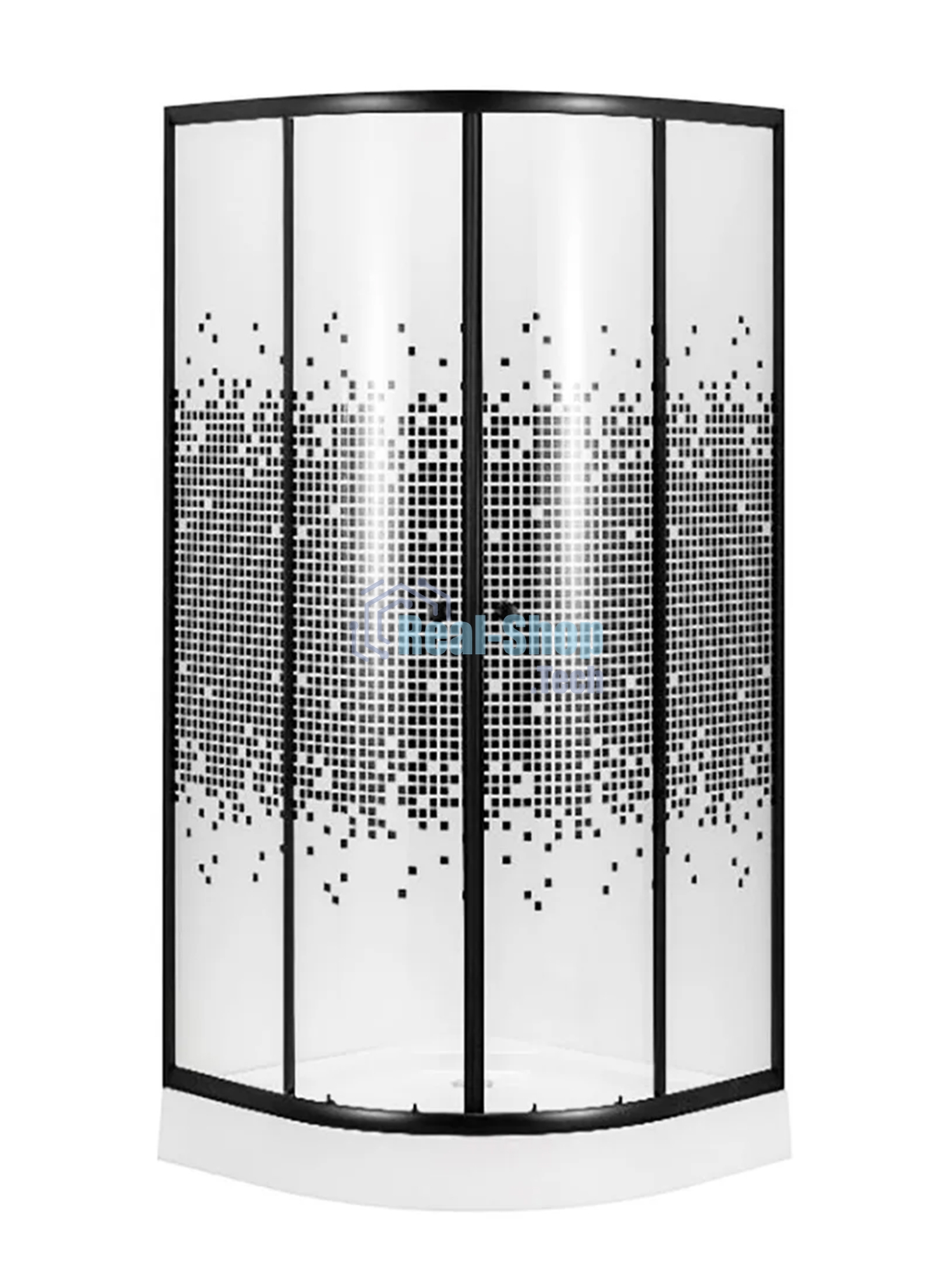 Душевой уголок BAU Dream с поддоном 80x80х195, прозрачное закаленное стекло с черной мозаикой 5 мм,