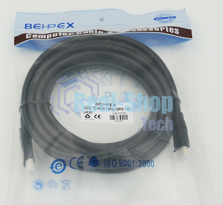 Кабель аудио-видео Behpex HDMI (m)/HDMI (m) 5м. черный ver1.4