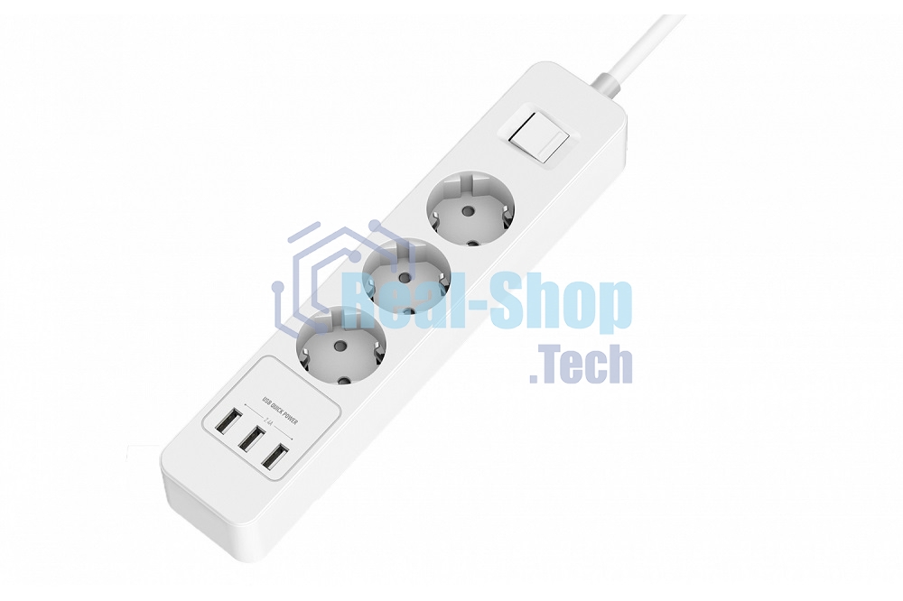 Удлинитель с USB зарядкой Harper UCH-330 White
