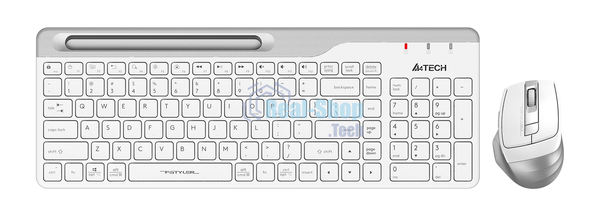 Комплект клавиатура + мышь A4Tech Fstyler FB2535C клав:белый/серый мышь:белый/серый USB беспроводная Bluetooth/Радио slim