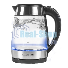 Чайник электрический Galaxy Line GL 0558, черный, стекло, 2200 Вт, 1,7 л