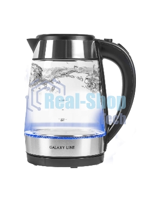 Чайник электрический Galaxy Line GL 0558, черный, стекло, 2200 Вт, 1,7 л