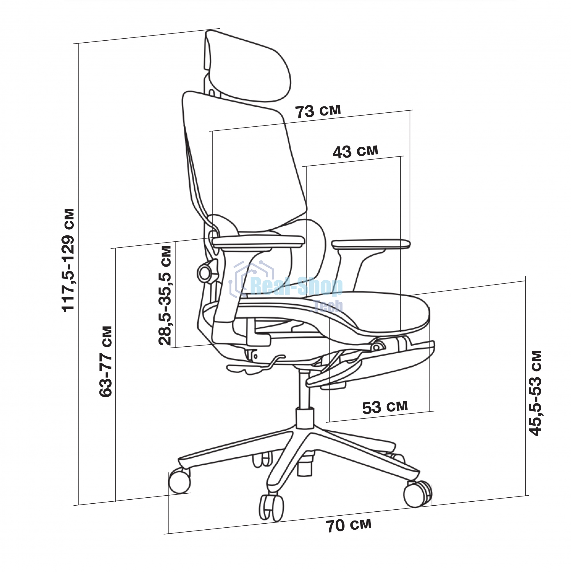 Кресло офисное Cactus CS-CHR-MC01-GYBK серый, сиденье черный, с подголов.