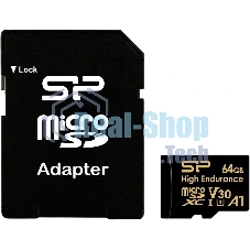 Флеш карта microSD 64Gb Silicon Power microSDHC Class 10 UHS-I A1 V30 U3 (SD адаптер) 100MB/s