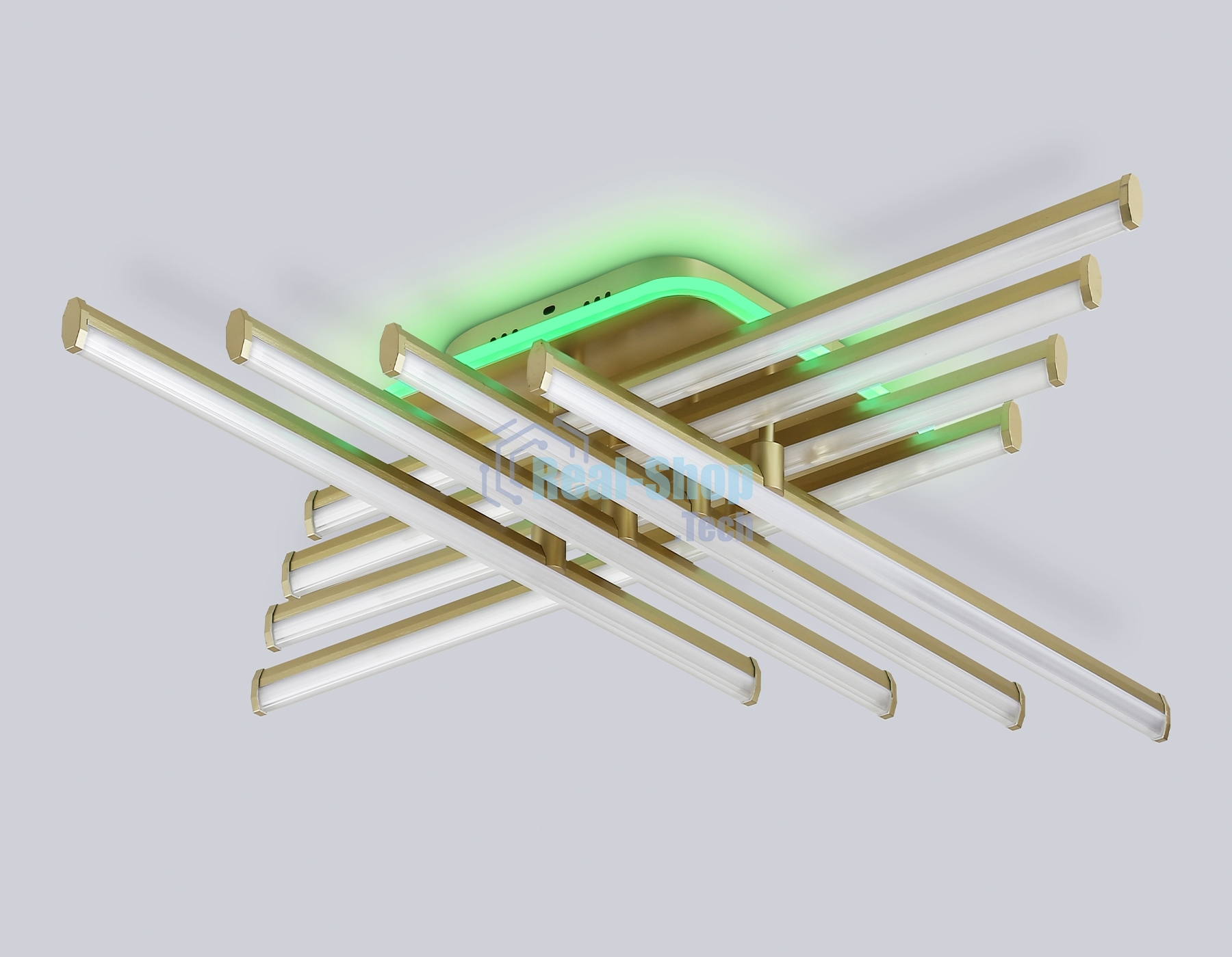Потолочный светодиодный светильник Ambrella light FL6263 GD золото 115W 3000K-6400K+RGB 810*810*130 (ПДУ ИК)