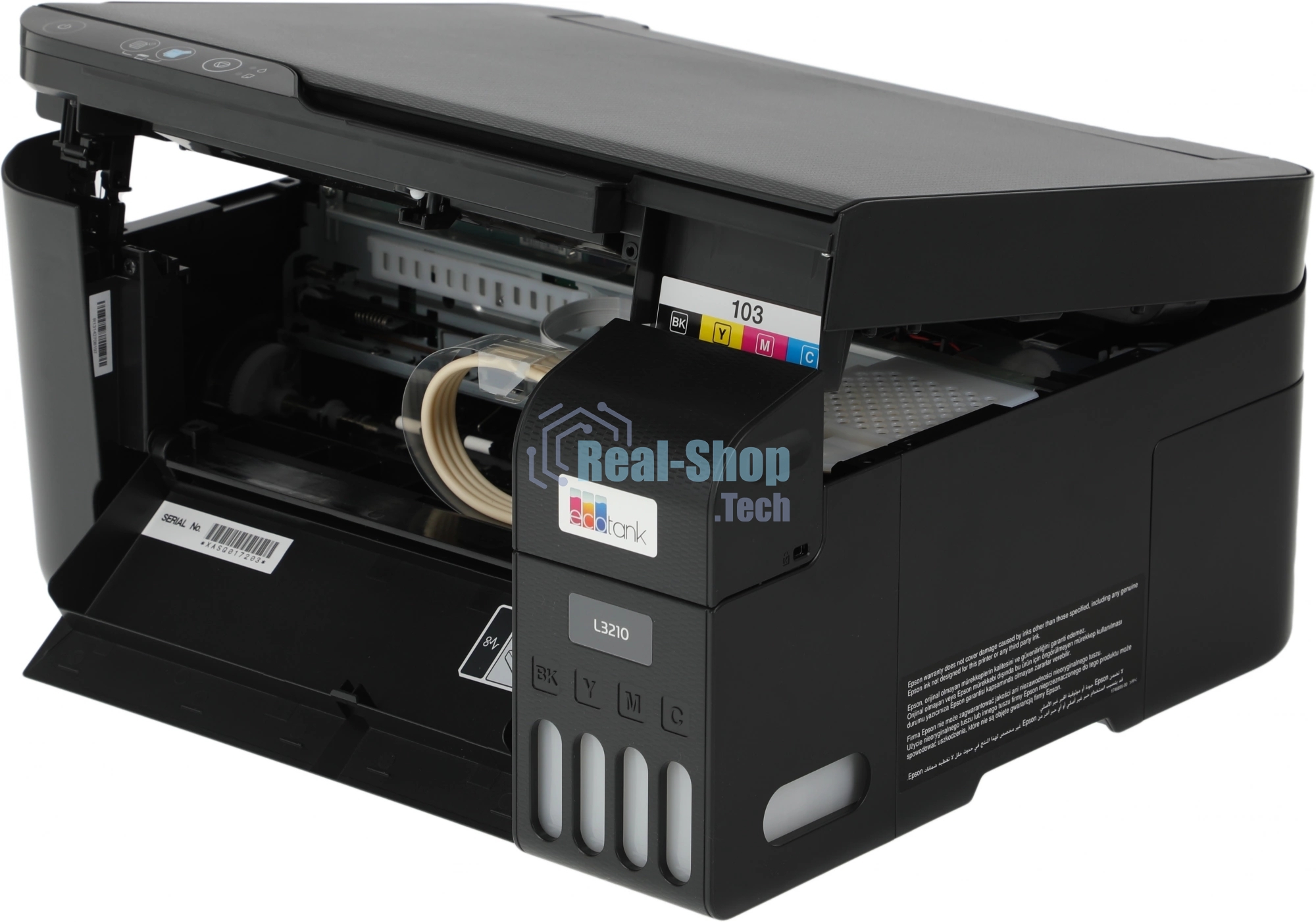 МФУ струйное Epson EcoTank L3210 (C11CJ68506/C11CJ68403/C11CJ68405/C11CJ68501/C11CJ68517), A4, цветной, печ. до 10 стр/мин. (ч/б) до 5 стр/мин. (цвет), 1440 x 5760 dpi (печать) 600x1200dpi (скан.), USB