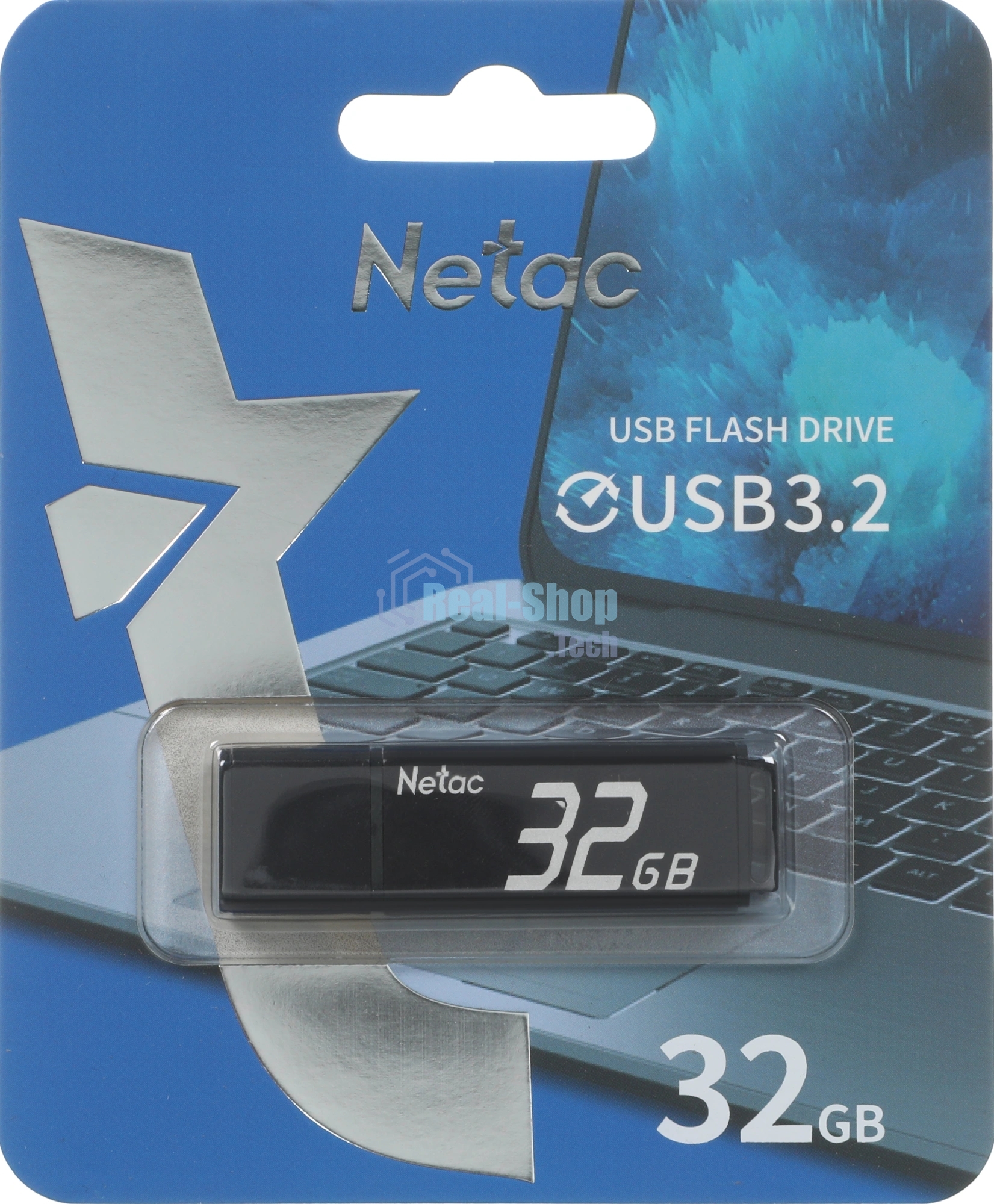 Флешка USB Netac U351 (NT03U351N-032G-32BK), 32Gb, USB 3.0, R/W 110/45, черный