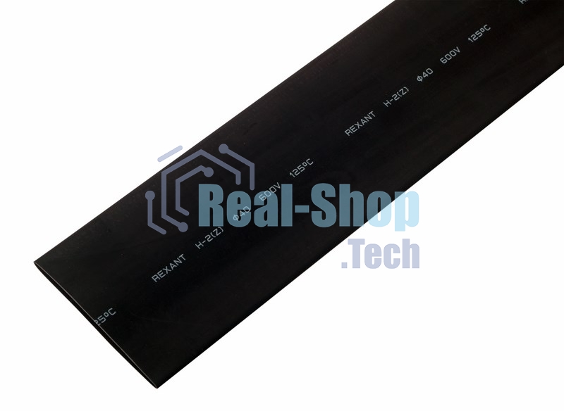 Термоусаживаемая трубка Rexant 40,0/20,0 мм, черная, упаковка 10 шт. по 1 м