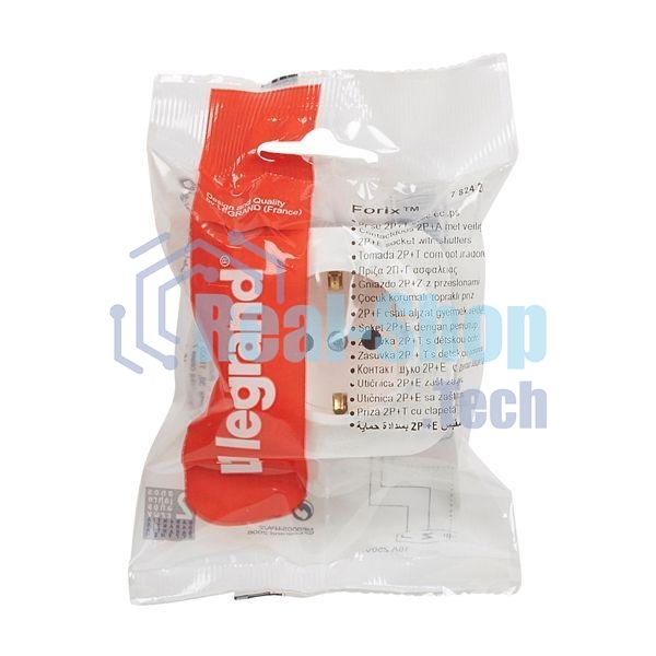 Розетка с заземлением с защитными шторками (Белая) Legrand 782220