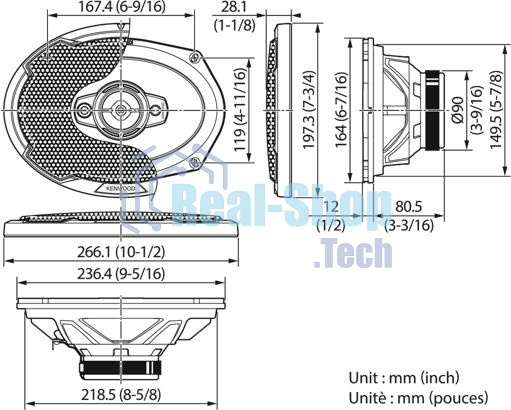 Колонки автомобильные Kenwood KFC-PS6986 600Вт 88дБ 4Ом 15x23см (6x9дюйм) (ком.:2кол.) коаксиальные четырехполосные