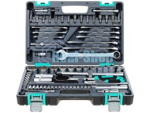 Набор инструментов Stels 14105, 1/2'' 1/4'' CrV пластиковый кейс  82 предм.