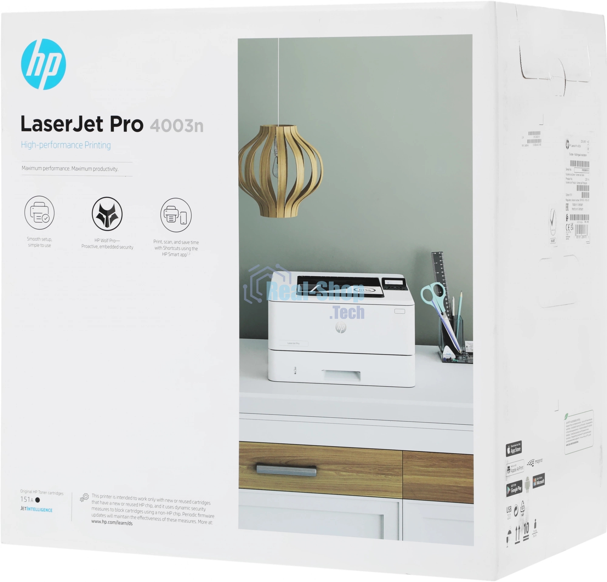 Принтер лазерный HP LaserJet Pro 4003n (2Z611A), A4, ч/б, печ. до 40 стр/мин., 1200 x 1200 dpi, USB, RJ-45, Air Print, Mopria