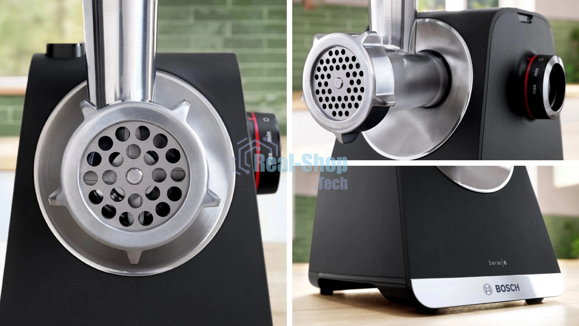 Мясорубка электрическая Bosch MFWS640B черный, 2100 Вт, 3.5 кг/мин, реверс, насадки - 9