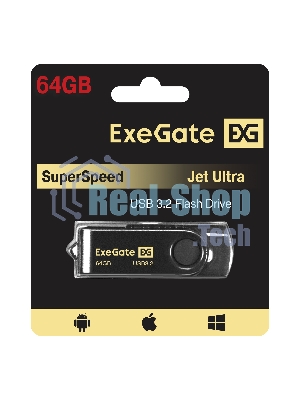 Exegate EX302059RUS USB-флеш накопитель ExeGate Jet Ultra 64GB черный (USB3.0/=USB3.1 Gen1/=USB3.2 Gen1 5Gbps, пластик/металл)