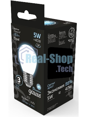 Лампа светодиодная Filament Шар E27 5Вт 4100К OPAL GAUSS 105202205