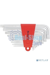 Набор ключей имбусовых Matrix TORX, 9 шт., T10-T50, CrV, короткие, сатин.