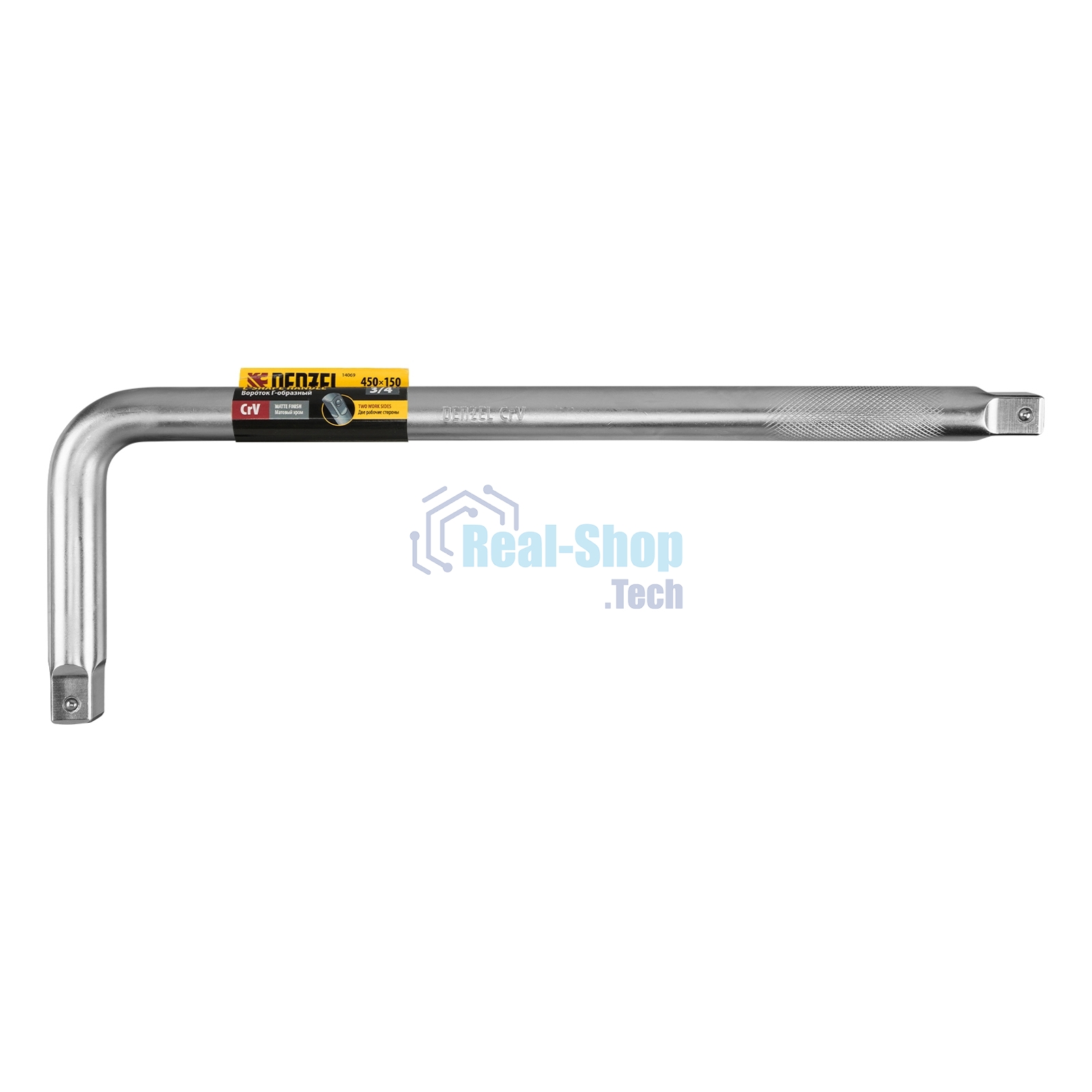 Вороток Г-образный Denzel 450x150 мм, квадрат 3/4