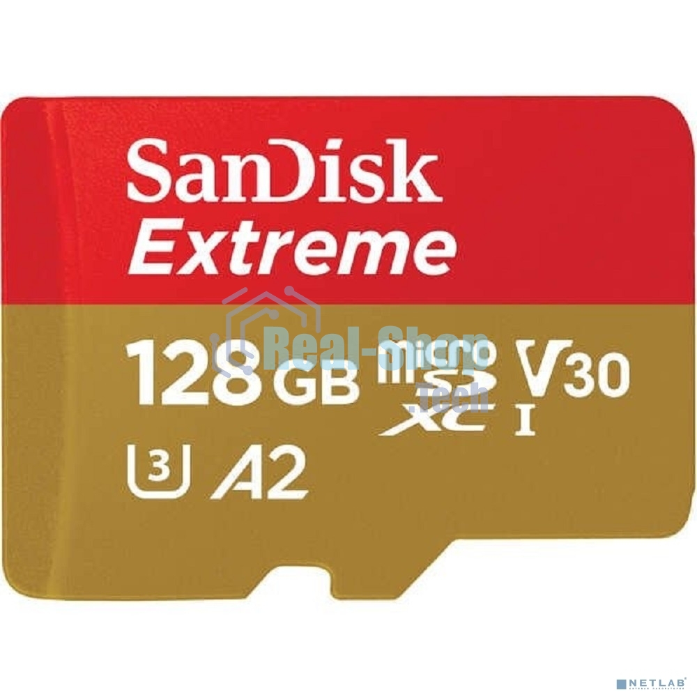Флеш карта microSD 128Gb SanDisk microSDXC Class 10 UHS-I A2 C10 V30 U3 Extreme 190MB/s