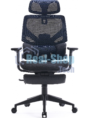 Кресло Cactus CS-CHR-MC01-BLBK синий, сетка, подголовник, подставка для ног