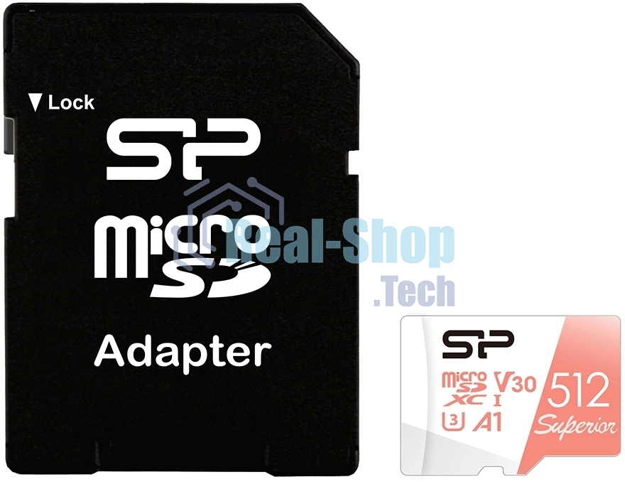 Флеш карта microSD 512Gb Silicon Power Superior A1 microSDXC Class 10 UHS-I U3 100/80 Mb/s (SD адаптер)