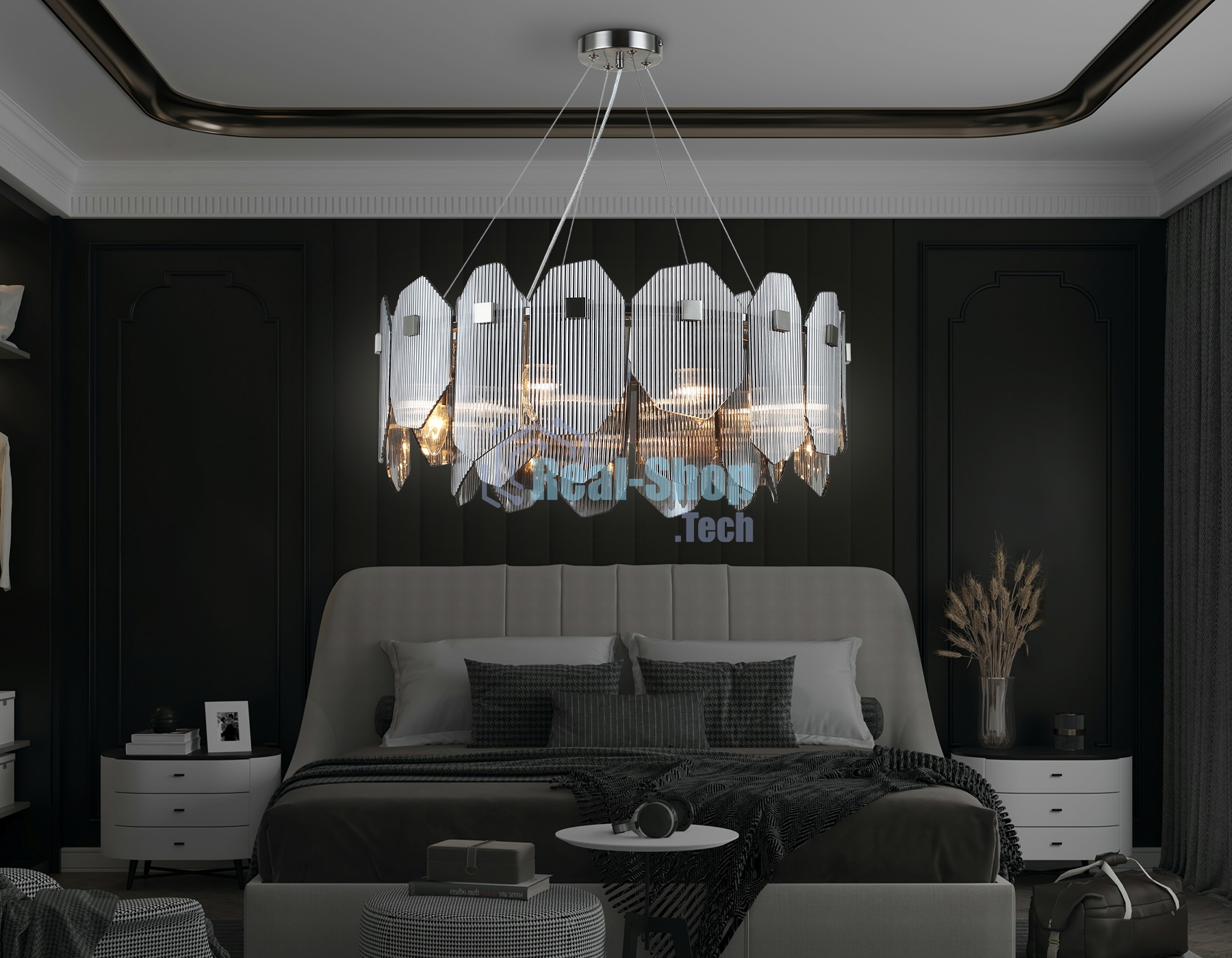 Светильник Ambrella light LH31203/8 SN/SM сатин никель/дымчатый E14*8 max 40W D650*270