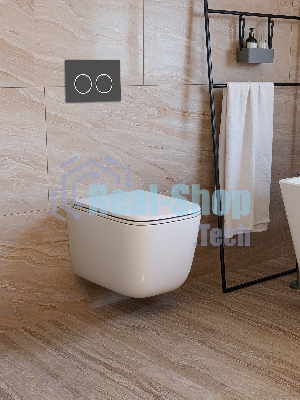 Инсталляция с унитазом комплект BAU IDEAL 6 в 1: унитаз подвесной безободковый торнадо Bau Dream 51х35, быстросъемное сиденье микролифт, кнопка смыва BAU Round Gun gray, серый металлик