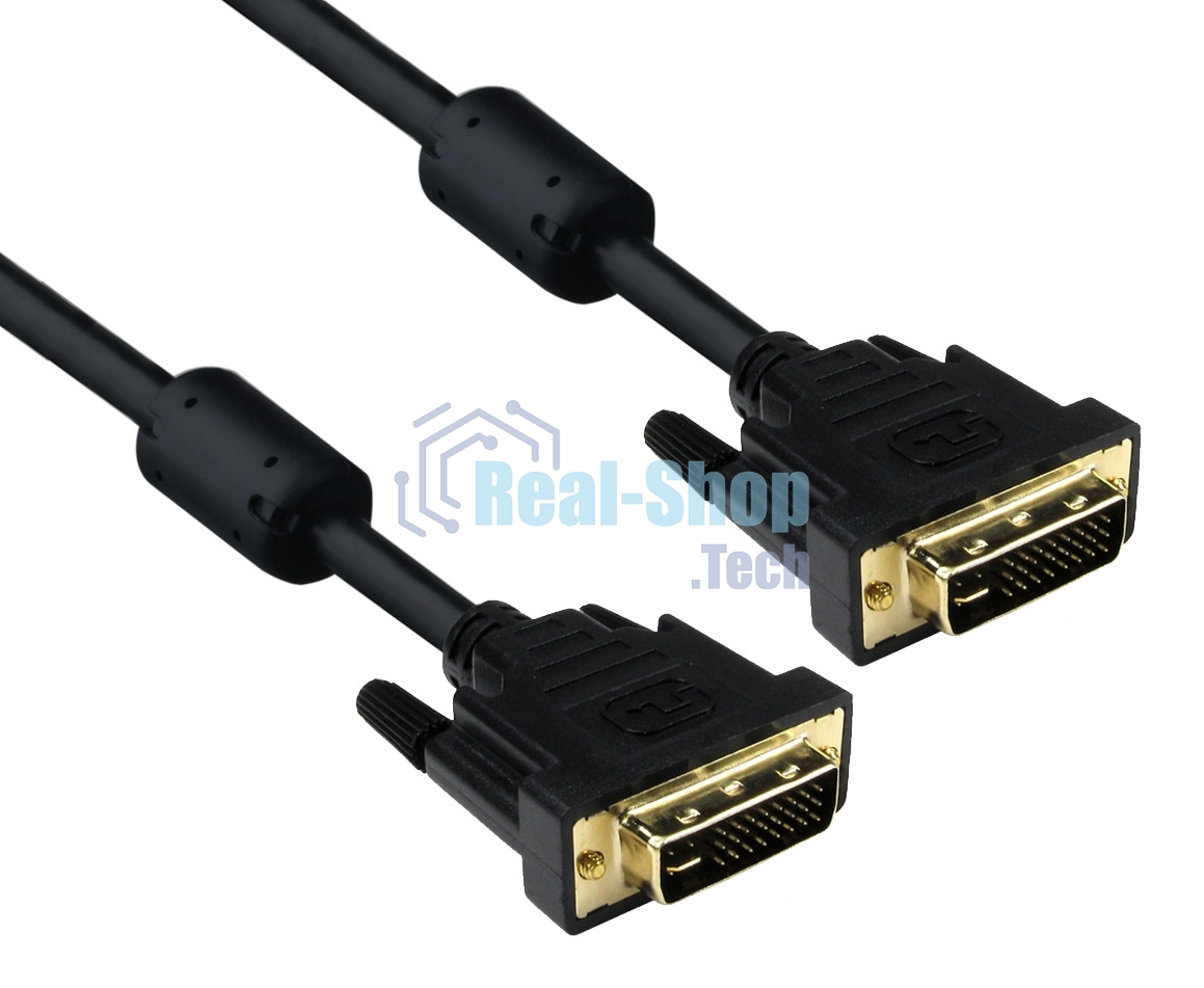 Кабель DVI dual link (25M-25M) 5м ExeGate, 2 фильтра, позолоченные контакты