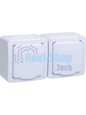 Розетка двухместная с з/к с крышкой для открытой установки РСб22-3-ГПБб IP54 серия 