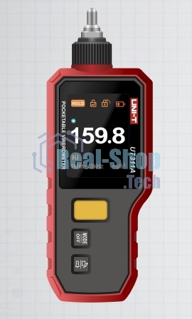 Виброметр UNI-T UT311A Ускорение (O-P): 0,1~199,9 м/с², частотная характеристика: 10 Гц-15 кГц, Скорость (RMS): 0,1~199,9 мм/с, частотная характеристика: 10 Гц~1,5 кГц, Смещение (PP): 0,001 ~ 1999 мкм, частотная характеристика: 10 Гц ~ 1 кГц фонарик, пово