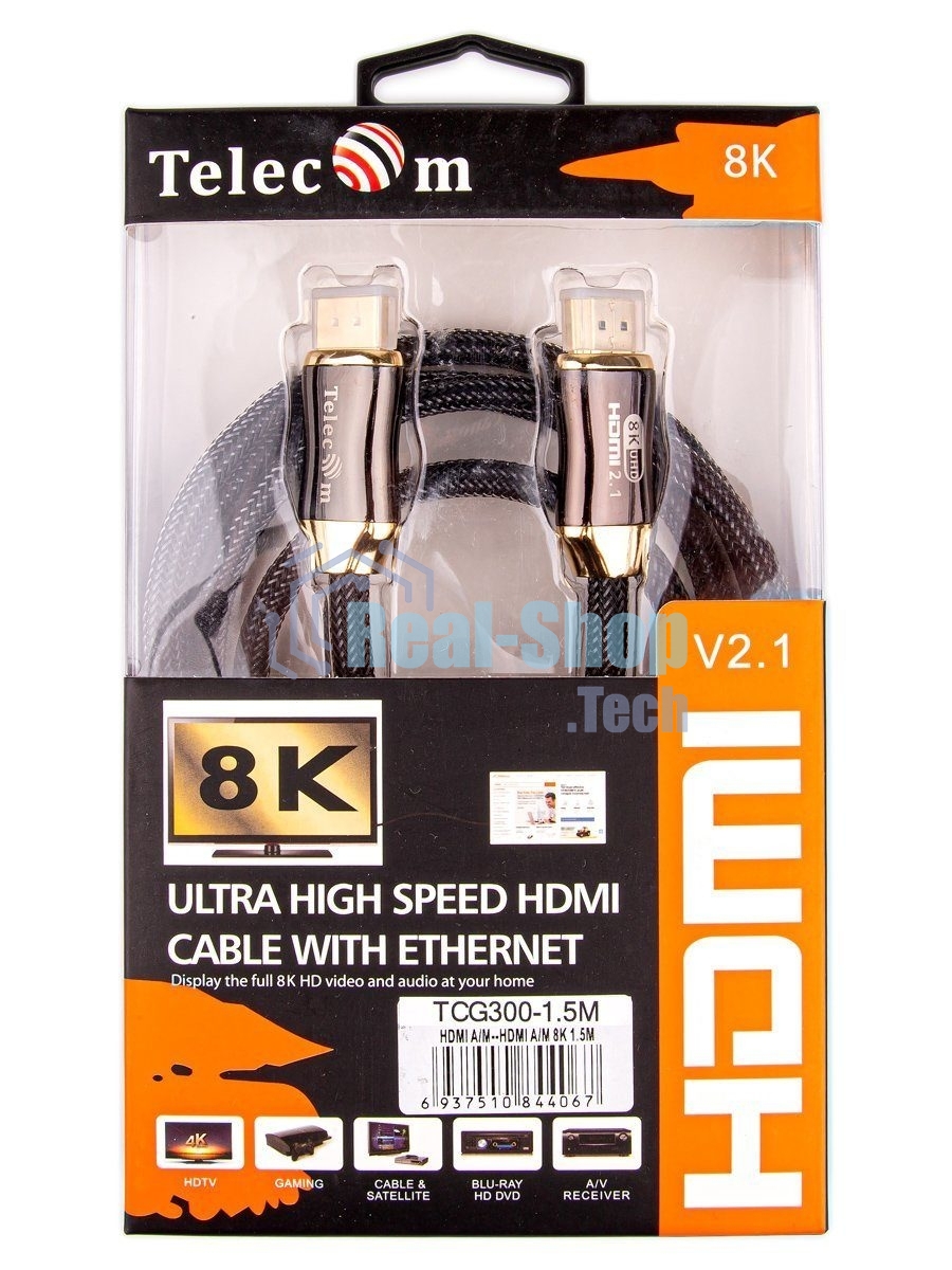 Кабель HDMI-HDMI 1M V2.1 TCG300-1M TELECOM