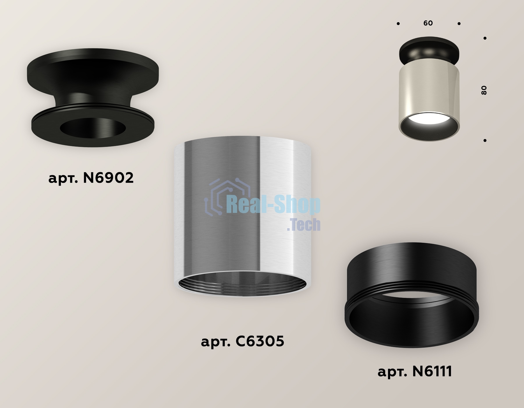 Светильник Ambrella Light XS6305061 PSL/PBK/SBK серебро полированное/черный полированный/черный песок MR16 GU5.3