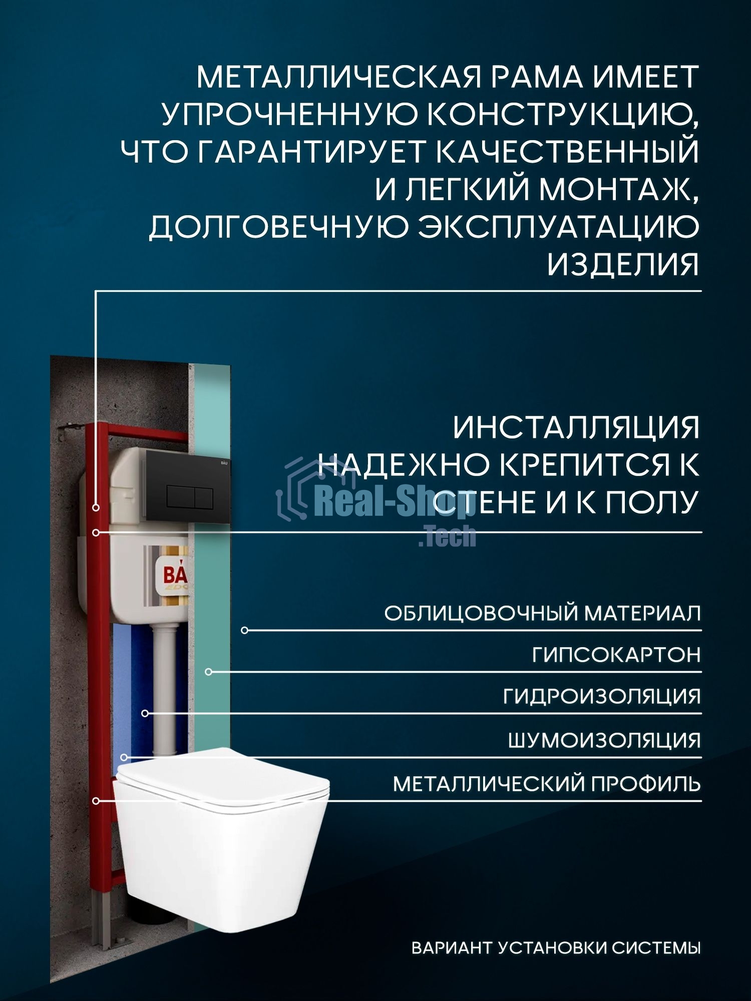 Комплект BAU 6 в 1: рамная инсталляция BAU NEO 45, унитаз подвесной безободковый Bau Stil, быстросъемное сиденье дюропласт микролифт, кнопка смыва BAU Hotel , черная матовая