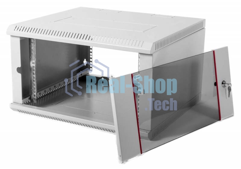 Шкаф телеком. настенный разборный 6U (600х520) дверь стекло (ШРН-Э-6.500) (1 коробка)