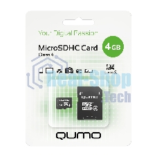 Флеш карта QUMO QM4GMICSDHC4 4Gb MicroSDHC Class 4, SD adapter