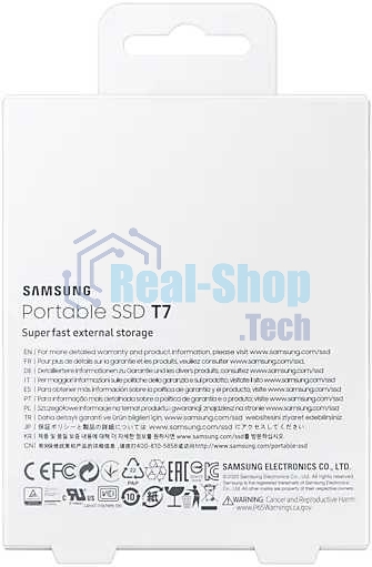 Внешний SSD Samsung T7, 2TB, USB 3.2 Gen 2 Type-C, R/W 1050/1000, синий