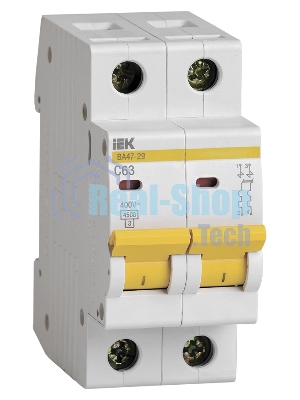 Выключатель автоматический модульный 2п C 63А 4.5кА ВА47-29 ИЭК MVA20-2-063-C
