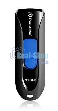 Флешка USB Transcend JetFlash 790 (TS128GJF790K), 128Gb, USB 3.0, R/W 90/40, черный/синий