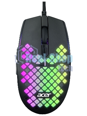 Мышь проводная Acer OMW134 черный, 3200 dpi, USB, кнопки - 6