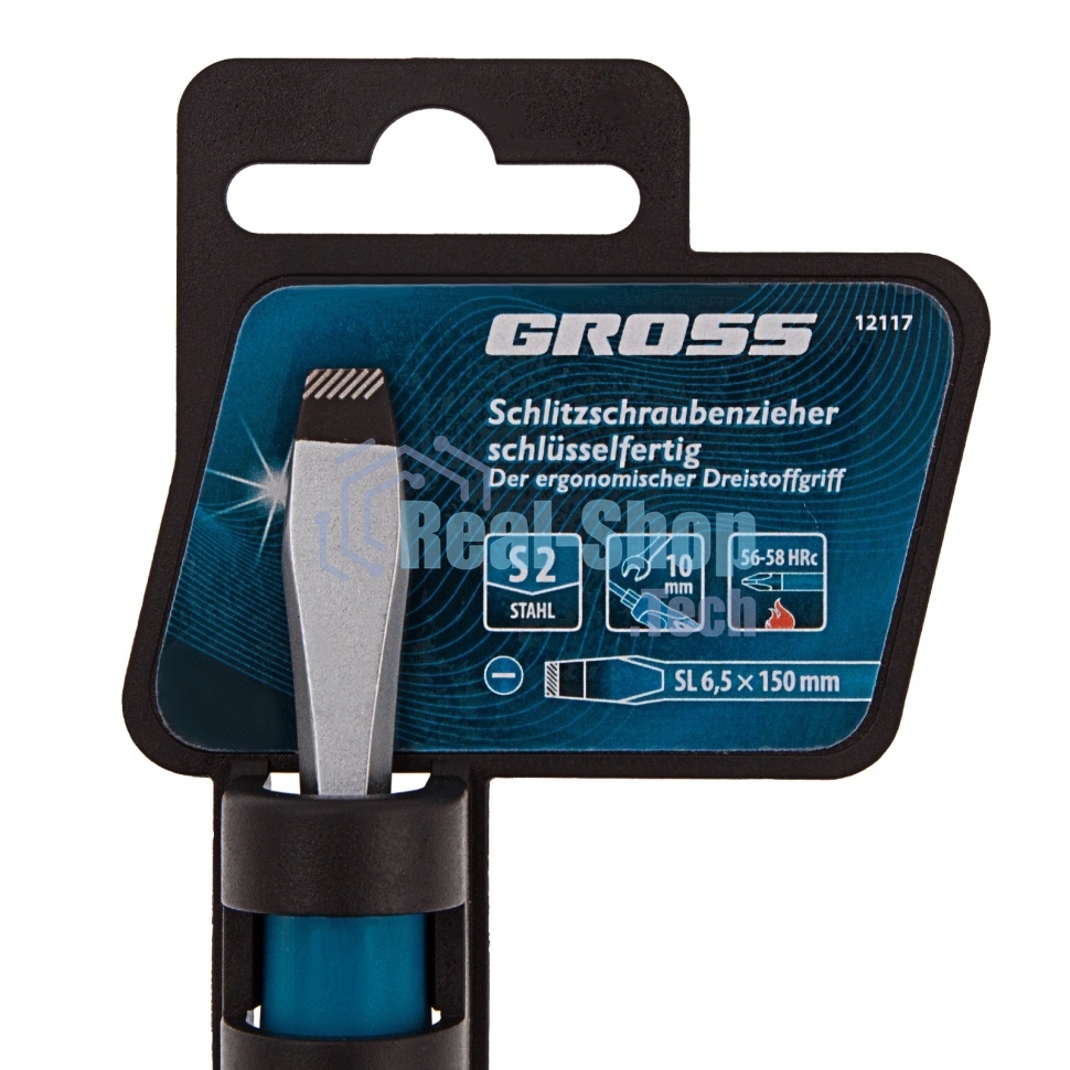 Отвертка Gross SL6,5 x 150 мм, S2, трехкомпонентная рукоятка