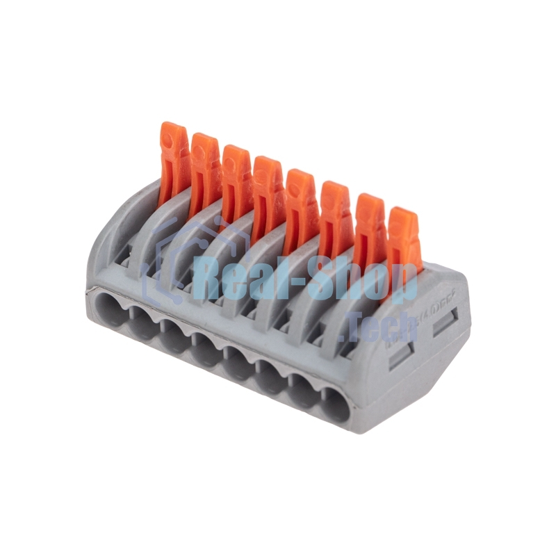 Универсальная клемма Rexant СМК 222-418, 8-проводная серая 0,08-2,5/4мм² (20 шт/уп)